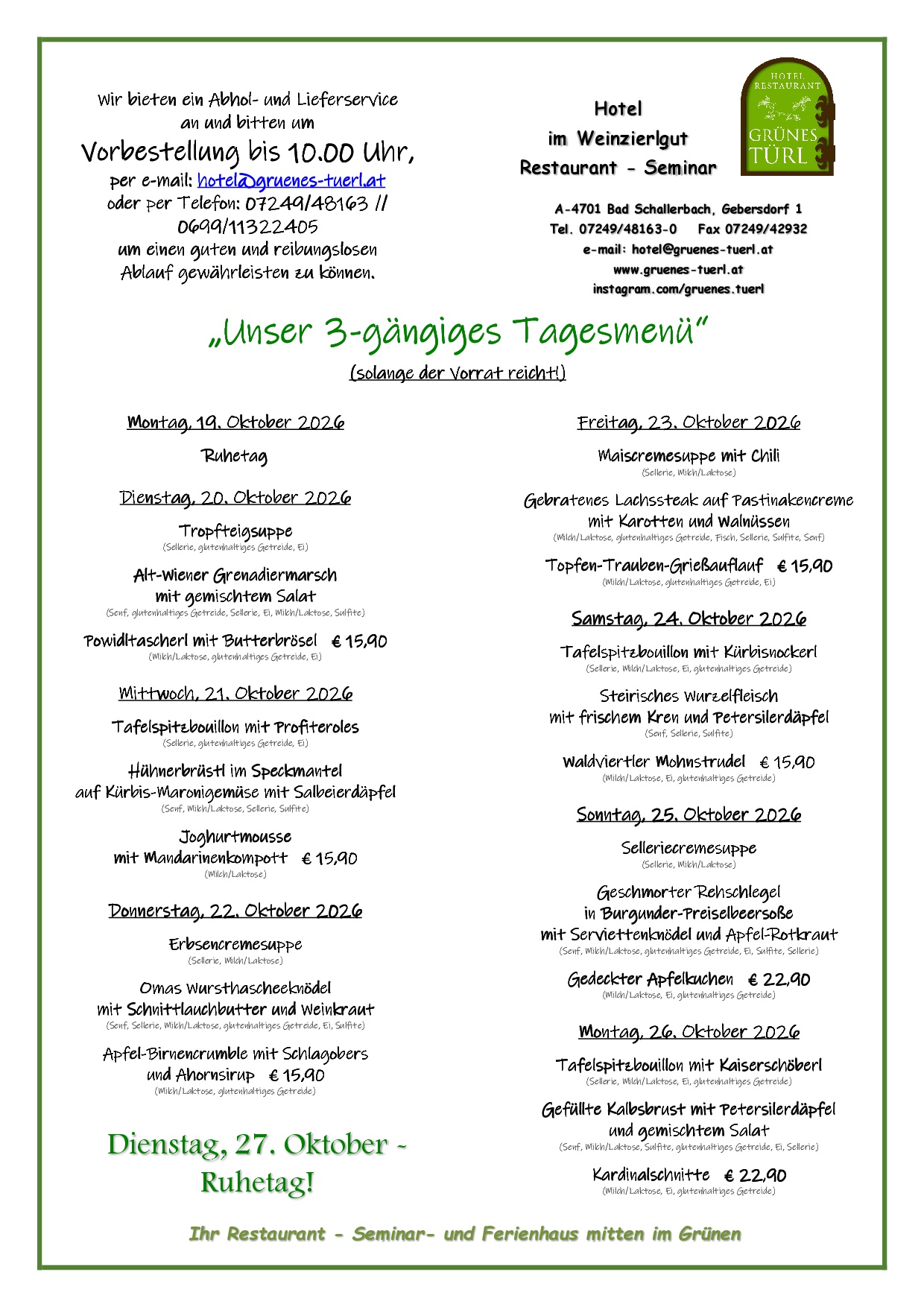 Hotel & Restaurant Grünes Türl - Familie Ameshofer in Bad Schallerbach