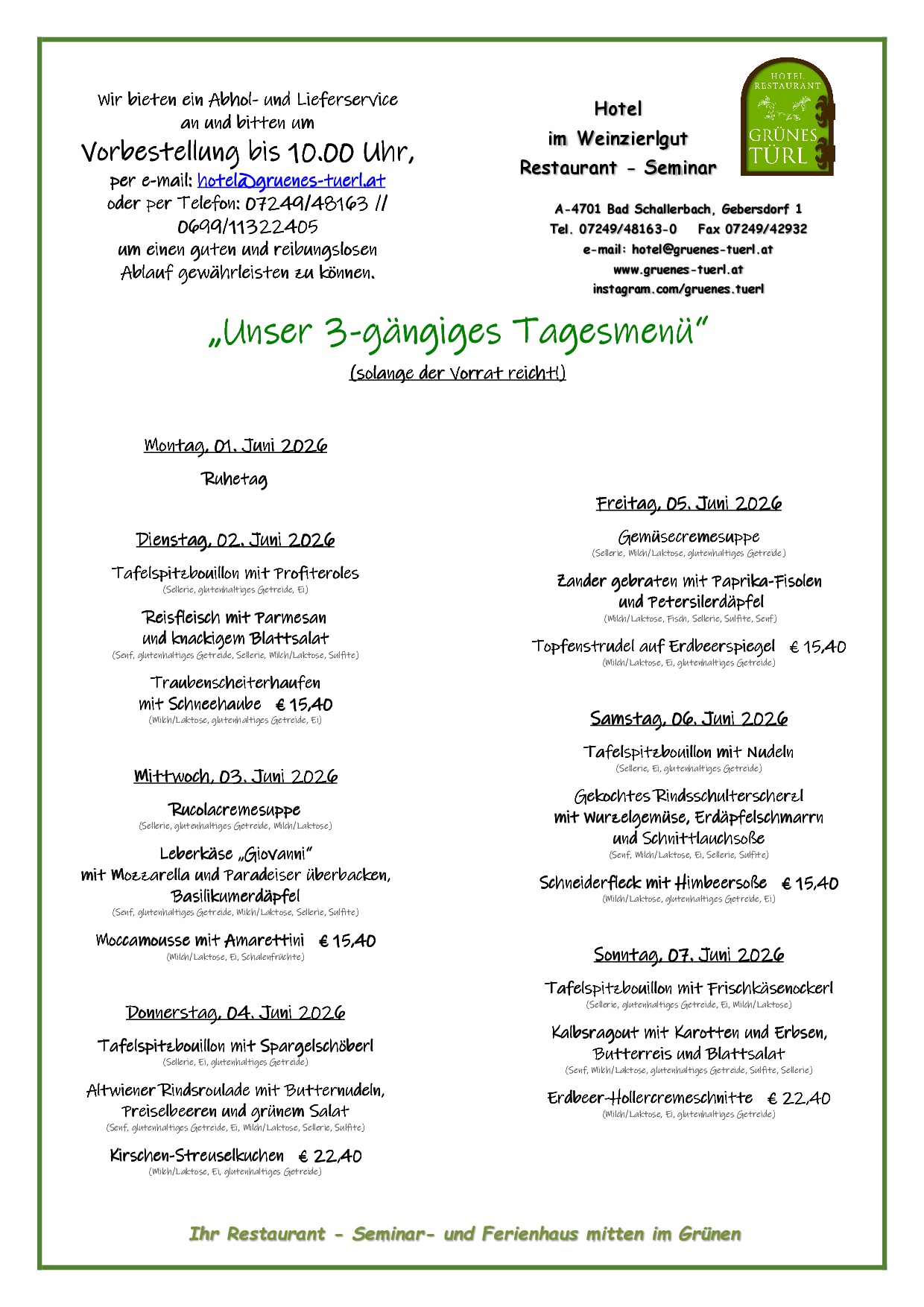 Hotel & Restaurant Grünes Türl - Familie Ameshofer in Bad Schallerbach